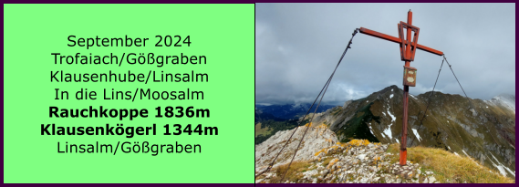 BERICHT  FOLGT BERICHT  FOLGT Ranach 80   Ranach 80   Jnner 2024 Steinbach am Attersee Kienklause Bramhosen 960m Praterstern Keinklause    BERICHT  FOLGT BERICHT  FOLGT Ranach 80   Ranach 80   September 2024 Trofaiach/Ggraben Klausenhube/Linsalm In die Lins/Moosalm Rauchkoppe 1836m Klausenkgerl 1344m Linsalm/Ggraben